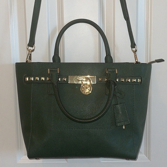 Michael Kors Handbags - Michael Kors Green Traveler Studded Satchel/ Crossbody Bag